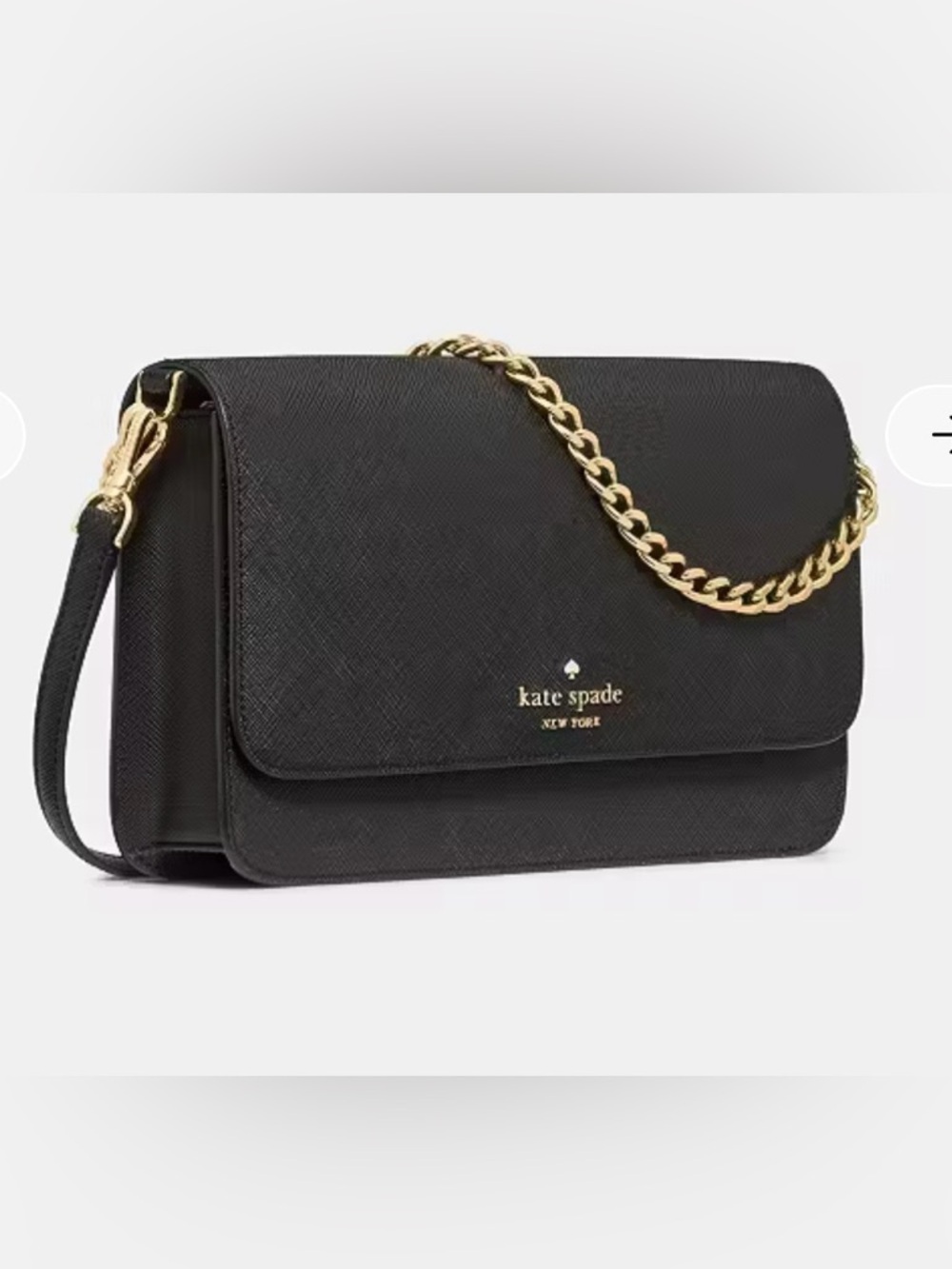 kate spade Madison Willow Black Crossbody with Gold Chain & shoulder strap
